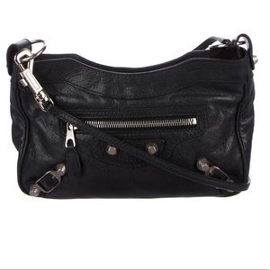 Balenciaga Black Arena Leather Motocross hip bag